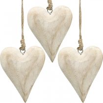 Artículo Corazón de madera, corazón decorativo para colgar, decoración de corazón H13cm 4 piezas