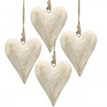 Corazón de madera, corazón decorativo para colgar, decoración de corazón H10cm 4 piezas