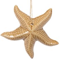 Artículo Adorno de estrella de mar de cerámica para colgar, para un toque marinero, decoración veraniega para el hogar, 12 cm, 2 piezas