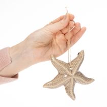 Artículo Adorno de estrella de mar de cerámica para colgar, para un toque marinero, decoración de verano para el hogar, 12 cm, 2 piezas