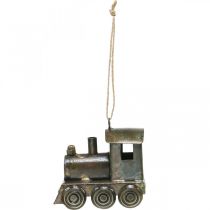 Artículo Locomotora, adorno para árbol de Navidad, metal, 7,5 cm de alto.