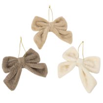 Artículo Lazo decorativo de felpa con colgador, 16 cm, 3 unidades