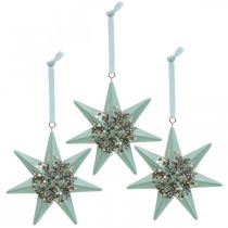 Artículo Colgante navideño deco estrella para colgar Mint 4pcs