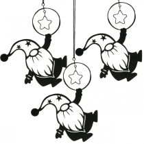 Artículo Decoración de pared metal gnomo negro estrella 15×17cm 3 piezas