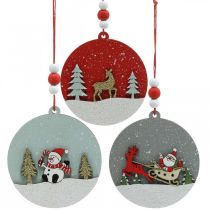 Artículo Colgante navideño redondo decoración madera para colgar Ø8,5cm 6uds