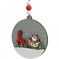 Artículo Colgante navideño redondo decoración madera para colgar Ø8,5cm 6uds