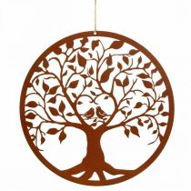 Artículo Resorte para decoración de ventana, árbol de decoración de pared de metal Ø25cm marrón 2 piezas