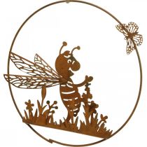 Artículo Abeja decorativa de metal oxidado decoración de jardín para colgar Ø14cm 4 piezas