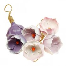 Percha decorativa lirio de los valles morado blanco Ø4cm H6cm 6 piezas