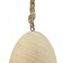 Artículo Huevos de madera decorativos para colgar, huevos de Pascua naturales, decoración de Pascua, 8 cm de alto, 6 unidades