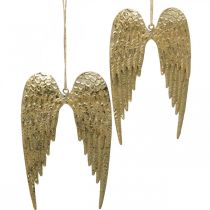 Angel Wing Deco Colgante Navidad Dorado 14.5×9cm 4pcs