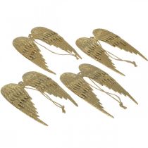 Artículo Colgante decorativo alas de ángel Navidad dorado 14,5×9cm 4 piezas