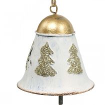 Artículo Campanas navideñas Decoración navideña vintage Dorado Blanco 2 piezas