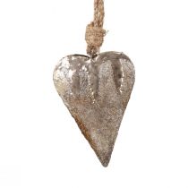 Decoración colgante corazones de metal decoración corazones plata 11cm 3ud
