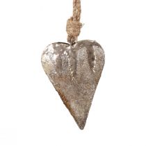 Artículo Decoración colgante corazones de metal decoración corazones plata 11cm 3ud