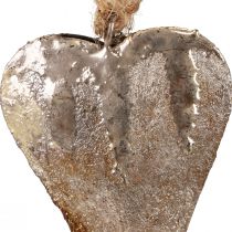 Decoración colgante corazones de metal decoración corazones plata 11cm 3ud