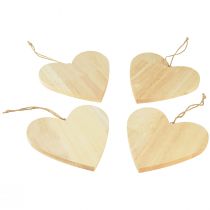 Artículo Corazones de madera para colgar Corazones decorativos para manualidades 15x15cm 4uds