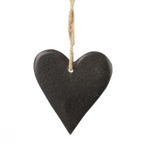 Artículo Decoración colgante corazón de pizarra corazones decorativos negro 7cm 6ud