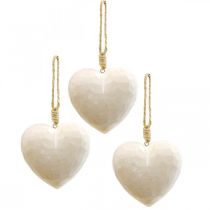 Artículo Percha decorativa de madera con forma de corazón, color blanco, 12 cm, 3 unidades
