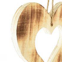 Artículo Corazones de madera colgador decorativo corazón en corazón flameado 15x15cm 4ud