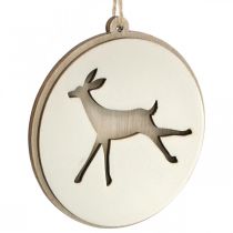 Artículo Colgante con ciervo, medallón decorativo, decoración madera, Adviento Ø9,5cm 6ud