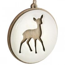 Artículo Colgante con ciervo, medallón decorativo, decoración madera, Adviento Ø9,5cm 6ud