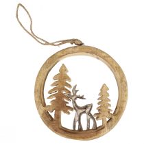 Artículo Decoración colgante ventana decoración navideña decoración de madera de reno 19,5 cm