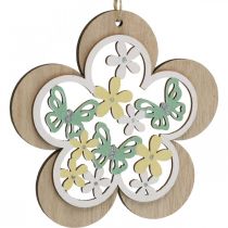 Artículo Mariposa para colgar, flor colgante de madera, decoración primaveral con purpurina Al.11/14,5cm 4uds