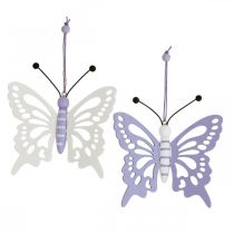 Artículo Colgador decorativo mariposas madera violeta/blanco 12×11cm 4uds