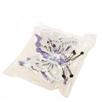 Artículo Percha decorativa mariposas madera violeta/blanco 12×11cm 4 piezas