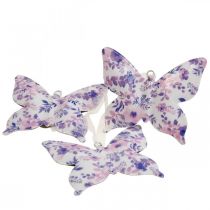 Artículo Deco mariposas percha decorativa de metal violeta 12×10cm 3uds
