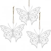 Mariposa decoración colgante vintage metal decoración blanco 15×12cm 3pcs
