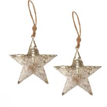 Decoración colgante estrella metal decoración navideña plata 15,5cm 3ud