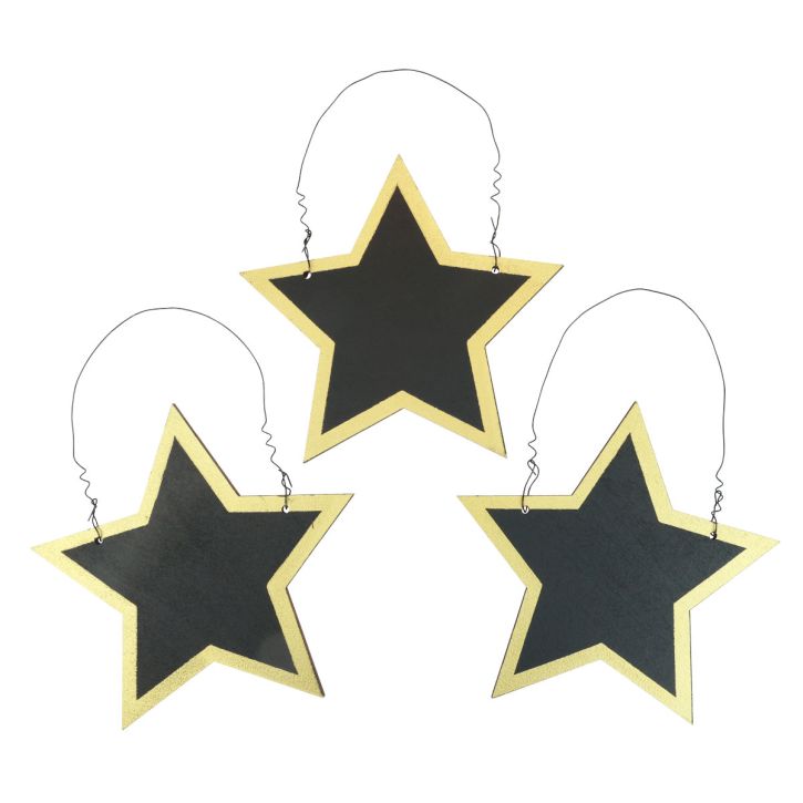 Perchas decorativas estrellas de madera oro negro Navidad Ø15cm 8ud