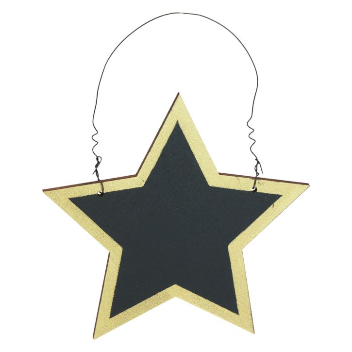 Artículo Perchas decorativas estrellas de madera oro negro Navidad Ø15cm 8 piezas