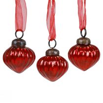 Adornos navideños perchas decorativas de vidrio vidrio rojo 3,5×4cm 12ud