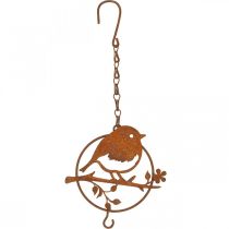 Artículo Pájaro de metal para colgar, comedero, pájaro con pátina de anzuelo 11,5×13cm