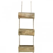 Cajas de plantas en una cuerda, estante colgante para plantar, decoración de madera colores naturales L98cm W30cm