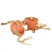 Artículo Maceta colgante de macramé maceta colgante de arcilla Ø12,5cm H75cm 2ud