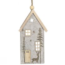 Artículo Casita para colgar decoración navideña en fieltro beige 15cm 6uds