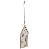 Artículo Casas de fieltro para decoración navideña, beige, 15 cm, juego de 6