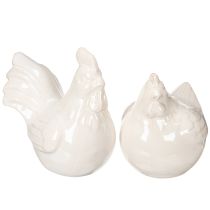 Artículo Figura de pollo, esmaltada brillante, para decoración moderna del hogar, 17 cm, 2 piezas