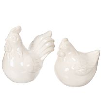 Artículo Figura de gallina, esmaltada brillante, para decoración moderna del hogar, 17 cm, 2 piezas