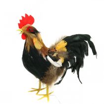 Deco gallo con plumas amarillo primavera decoración figura pascua 24cm