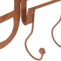 Artículo Barra de ganchos de metal oxidado, horquilla decorativa para heno, decoración de jardín, 4 ganchos, 62 cm