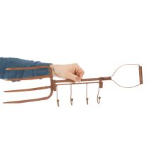 Artículo Barra de ganchos de metal oxidado, horquilla decorativa para heno, decoración de jardín, 4 ganchos, 62 cm
