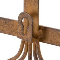 Artículo Perchero con ganchos para herramientas de jardín, adornos de jardín, rastrillo, pala y azada; perchero de metal oxidado, 33,5 cm de largo.