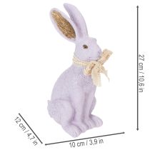 Artículo Figura decorativa de conejito de Pascua con lazo para una elegante decoración de Pascua en el hogar, 27 cm.