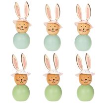 Artículo Figuras de conejo de Pascua de madera, decoración de mesa de Pascua, adorables figuras de conejo, decoración primaveral, 9 cm, 8 piezas