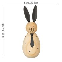 Artículo Figura decorativa de conejo con aspecto de madera para una decoración tranquila y atemporal, 15 cm, 2 piezas